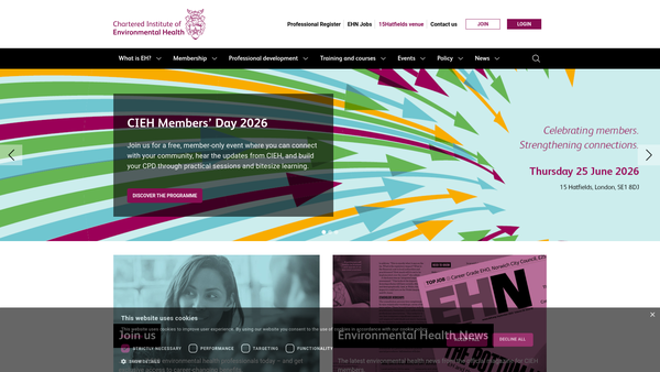 Screenshot of the Chartered Institute Of Environmental Health website