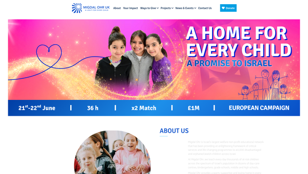 Screenshot of the The British Friends Of Migdal Ohr website
