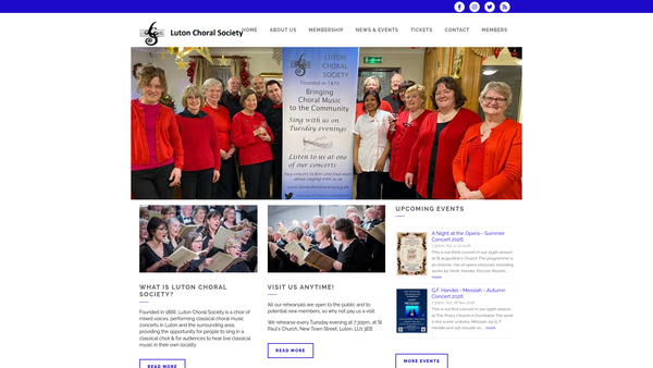 Screenshot of the Luton Choral Society website