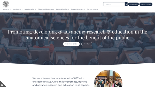 Screenshot of the Anatomical Society website