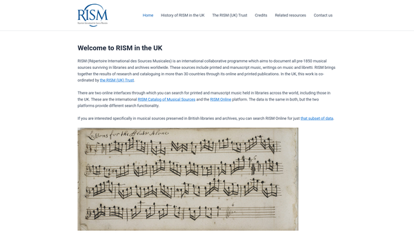 Screenshot of the The Rism (UK) Trust website