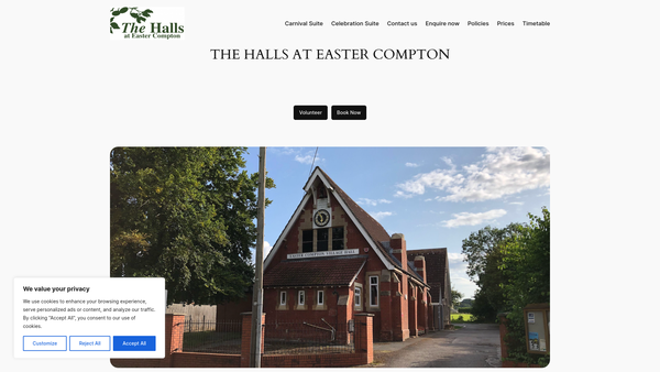 Screenshot of the Easter Compton Village Hall website