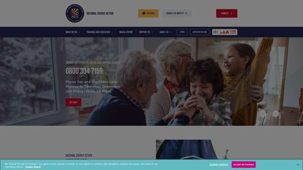 Screenshot of the National Energy Action website