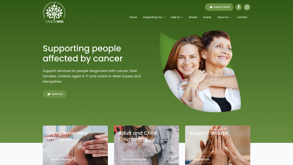 Screenshot of the Cancerwise website