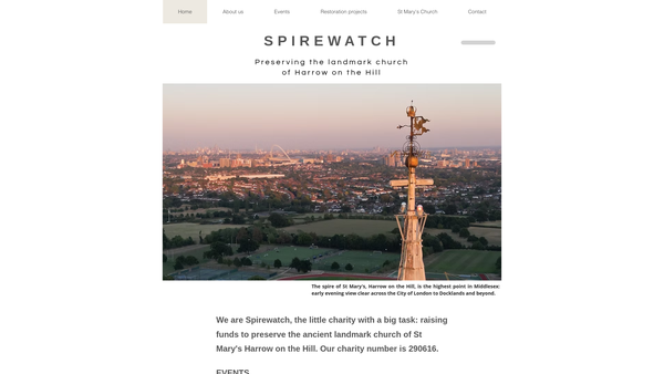Screenshot of the Spirewatch website