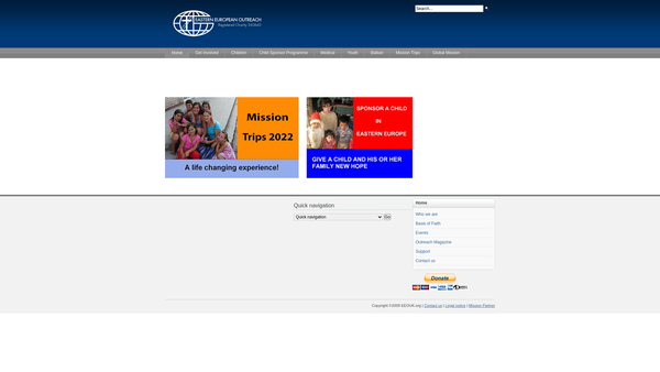 Screenshot of the Eastern European Outreach website