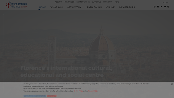 Screenshot of the The British Institute Of Florence website