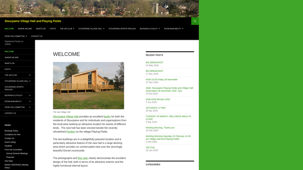Screenshot of the Stourpaine Playing Fields And Village Hall Association website