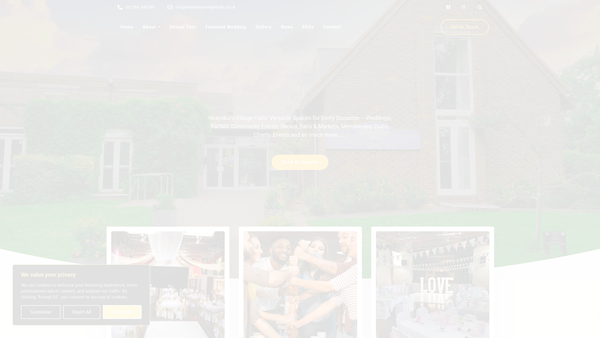 Screenshot of the The Wraysbury Village Hall website