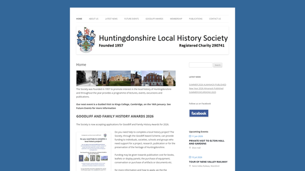 Screenshot of the Huntingdonshire Local History Society website