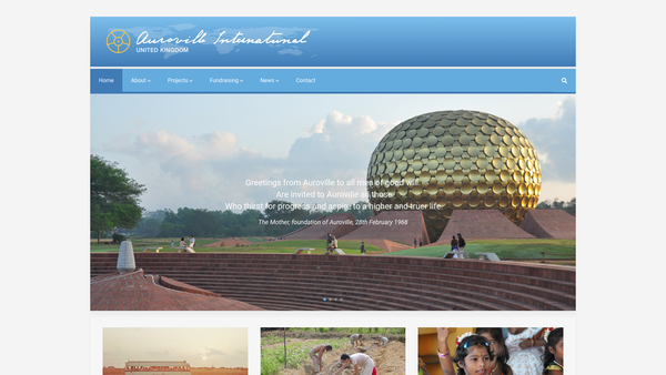 Screenshot of the Auroville International U K website