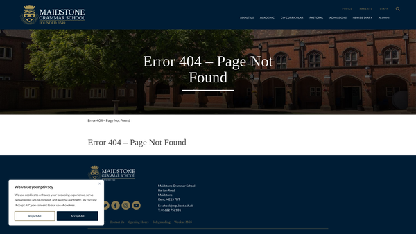 Screenshot of the Maidstone Grammar School Parents' Association website