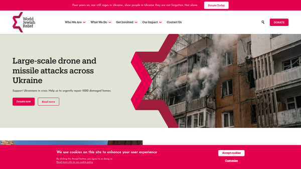 Screenshot of the The Central British Fund For World Jewish Relief website