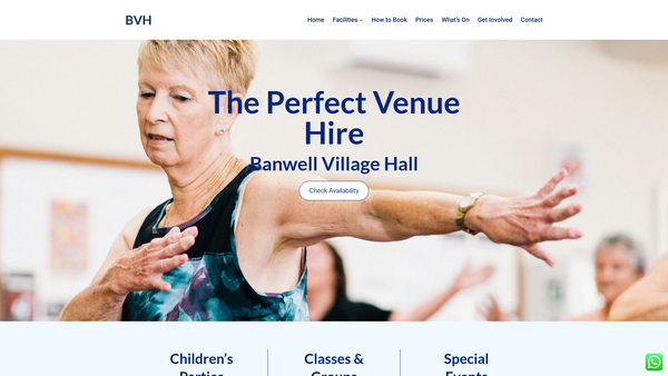 Screenshot of the Banwell Village Hall Foundation website