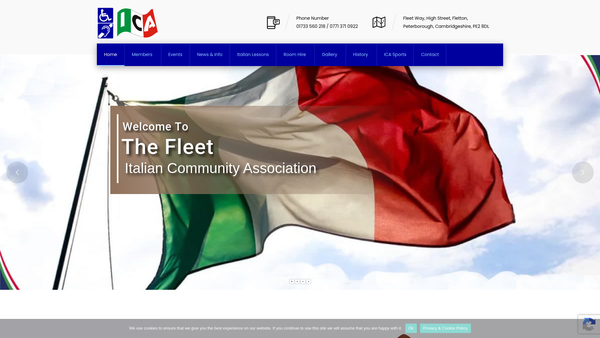 Screenshot of the The Italian Community Association website