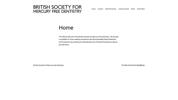 Screenshot of the British Society For Mercury Free Dentistry website