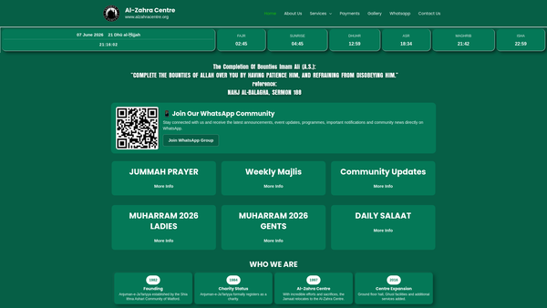 Screenshot of the Anjuman-E-Jaafriah website