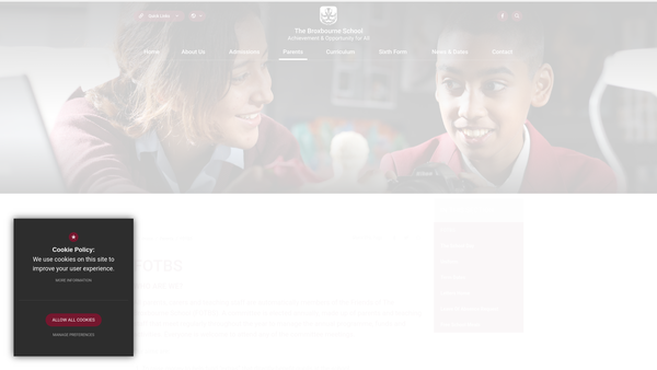 Screenshot of the The Friends Of Broxbourne School website