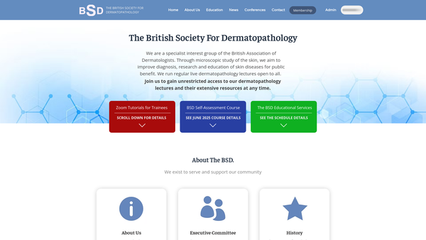 Screenshot of the British Society For Dermatopathology website