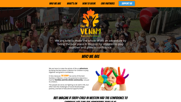 Screenshot of the Weston Adventure Playground Association website