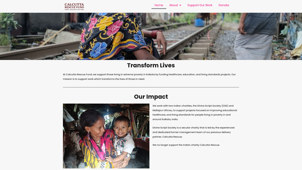 Screenshot of the Calcutta Rescue Fund website