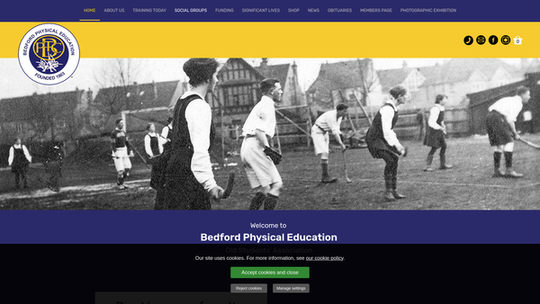 Screenshot of the Bedford Physical Education Old Students' Association website