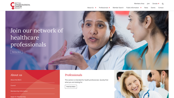 Screenshot of the The British Gynaecological Cancer Society website