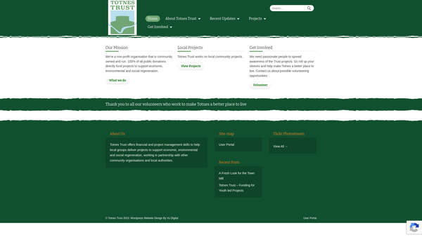 Screenshot of the Totnes Trust website