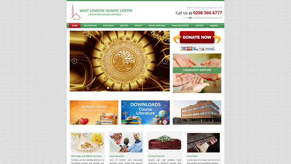 Screenshot of the West London Islamic Centre website