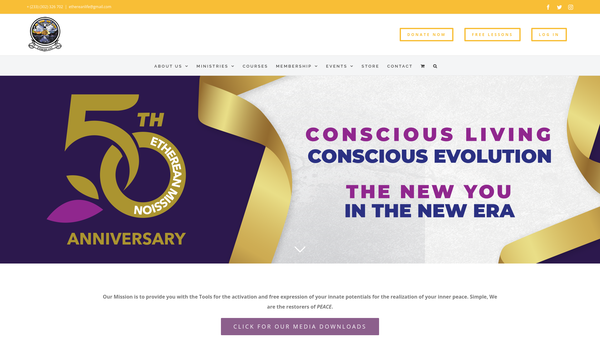 Screenshot of the Etherean Mission website