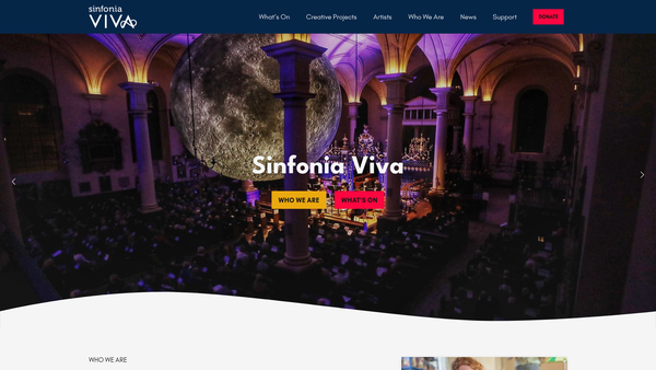 Screenshot of the Viva Chamber Orchestra Ltd website