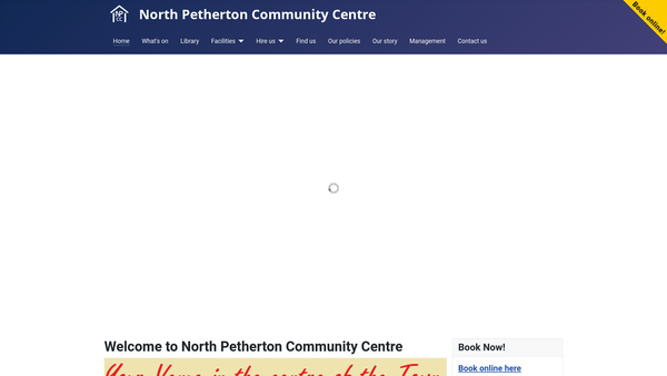 Screenshot of the North Petherton Community Centre website