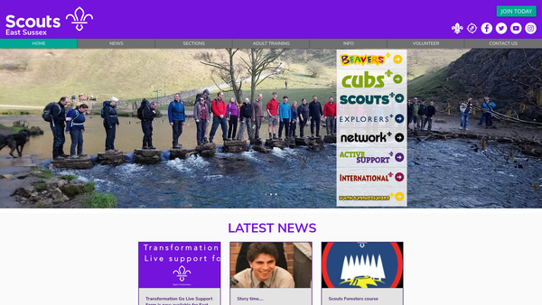 Screenshot of the East Sussex County Scout Council website