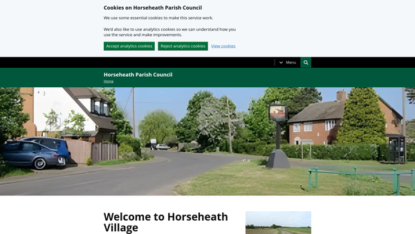 Screenshot of the Horseheath Village Community Association website