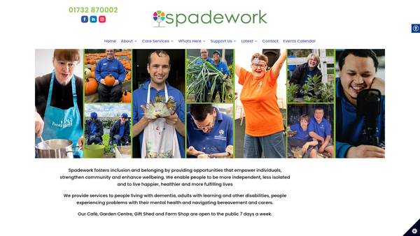 Screenshot of the Spadework Limited website