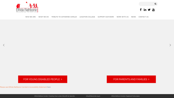 Screenshot of the Elfrida Rathbone (Camden) website