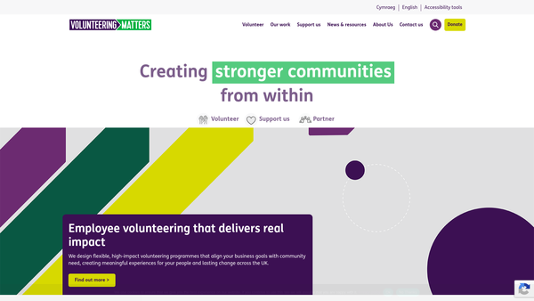 Screenshot of the Volunteering Matters website