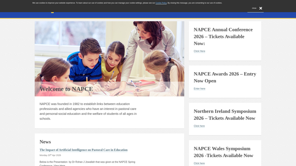 Screenshot of the The National Association For Pastoral Care In Education website