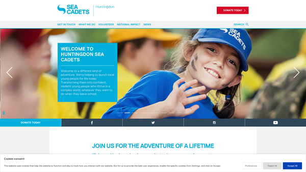 Screenshot of the Huntingdon Unit 593 Of The Sea Cadet Corps website