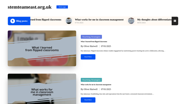 Screenshot of the Stem Team East website