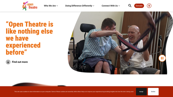 Screenshot of the The Open Theatre Company Limited website