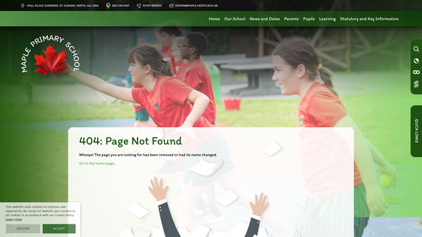 Screenshot of the Maple School PTA website