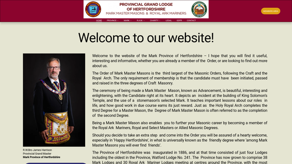 Screenshot of the The Provincial Grand Mark Lodge Of Hertfordshire Benevolent Fund website