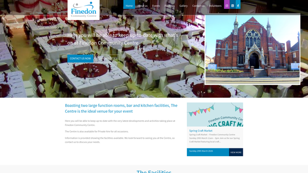 Screenshot of the Finedon Community Sports And Leisure Centre Association website