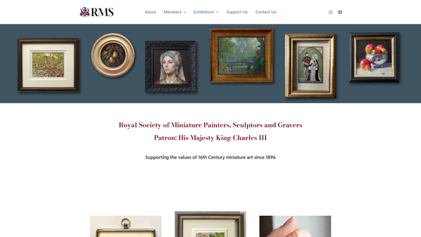 Screenshot of the The Royal Society Of Miniature Painters Sculptors And Gravers website