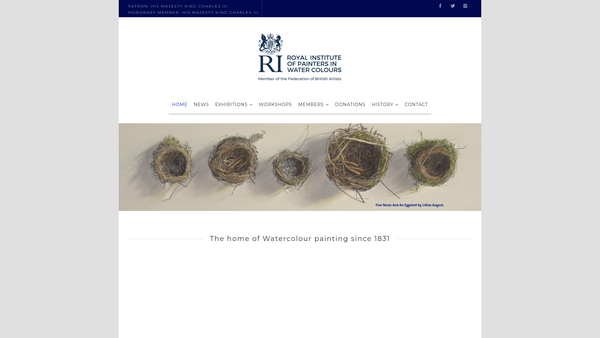 Screenshot of the Royal Institute Of Painters In Water Colours website