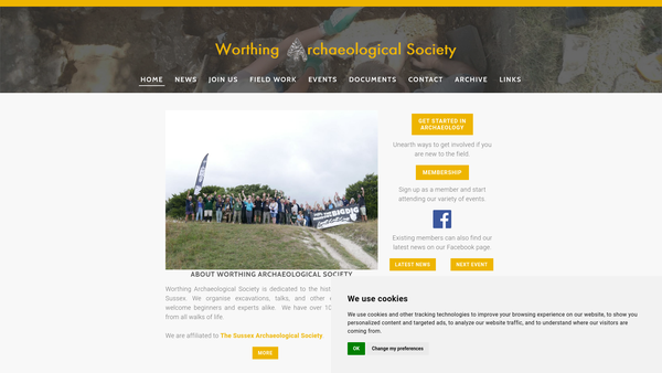 Screenshot of the Worthing Archaeological Society website