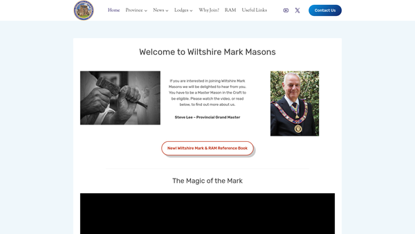 Screenshot of the The Wiltshire Provincial Grand Mark Lodge Charity Trust Fund website