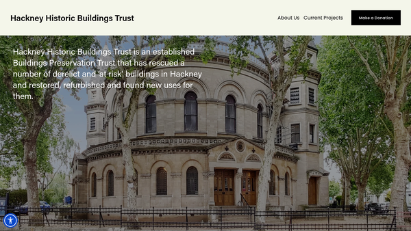 Screenshot of the The Hackney Historic Buildings Trust website