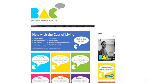 Screenshot of the Brixton Advice Centre website